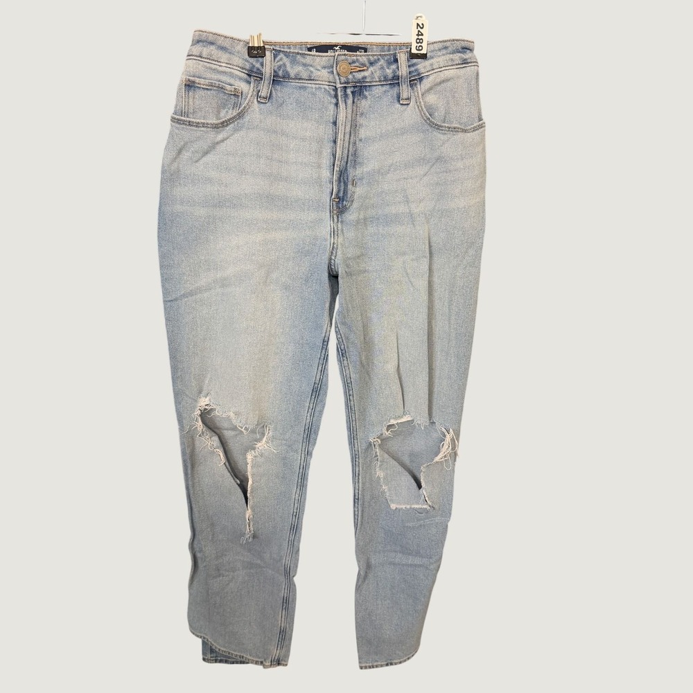 Hollister Ultra High-Rise Dad Jeans Womens 4R 27 Light Wash Distressed Denim